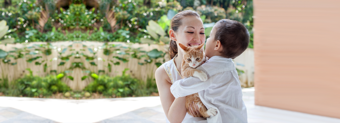 Mother and Child with cat